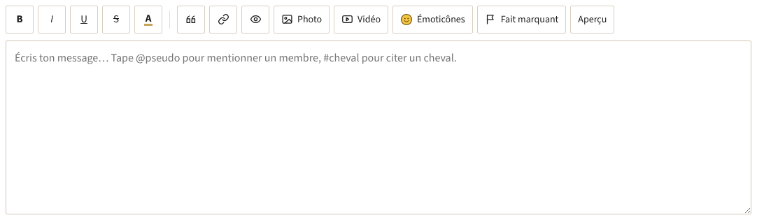 Les boutons de l’éditeur