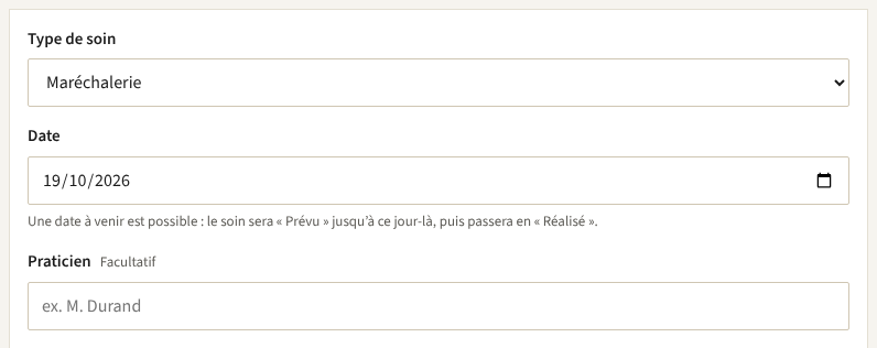 Choisis le soin et sa date