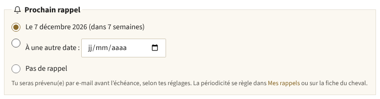 Garde le rappel proposé