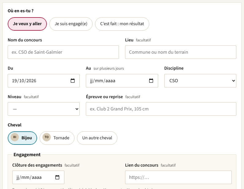 Ajoute la compétition